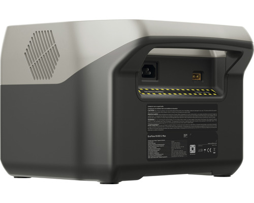 EcoFlow River 2 Max Powerstation Rückansicht mit Anschlüssen und Lüftungsgitter