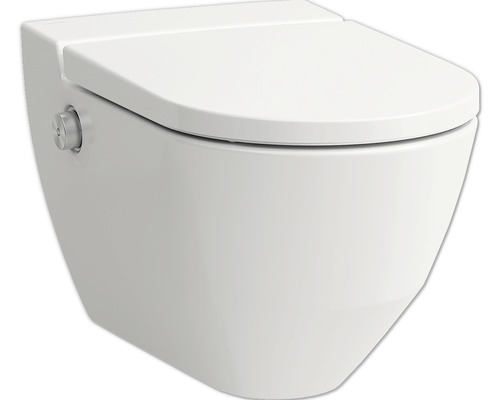 Dusch-WC Set LAUFEN Cleanet Navia Tiefspüler ohne Spülrand weiß matt mit Beschichtung und WC-Sitz H8206017570001