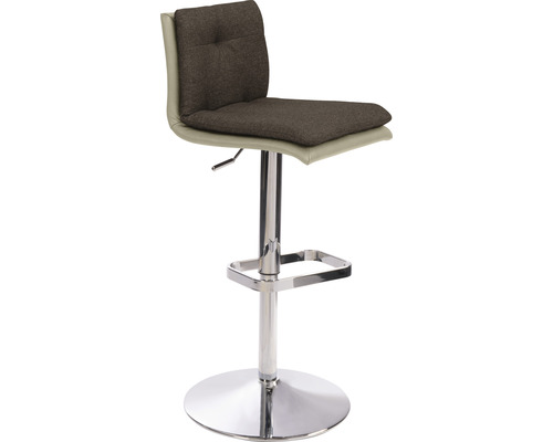 Barstuhl Mayer Sitzmöbel 1211 44 x 47 x 80 cm Stahl chrom/taupe + schokobraun Höhenverstellbarer Barhocker mit Fußstütze