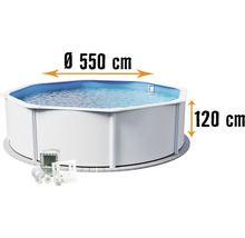 Aufstellpool Stahlwandpool-Set Planet Pool Vision-Pool Classic Solo rund Ø 550x120 cm inkl. Einbauskimmer weiss-thumb-0
