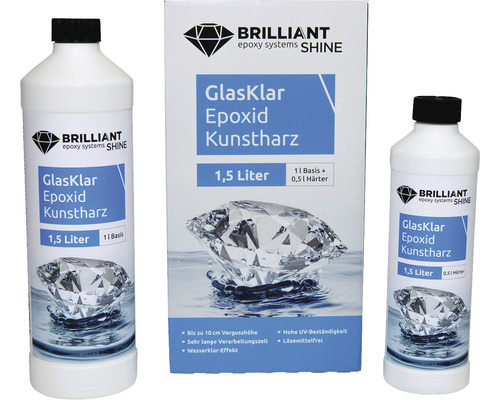 BrilliantShine GlasKlar Epoxid Kunstharz Gießharz 1,5 l