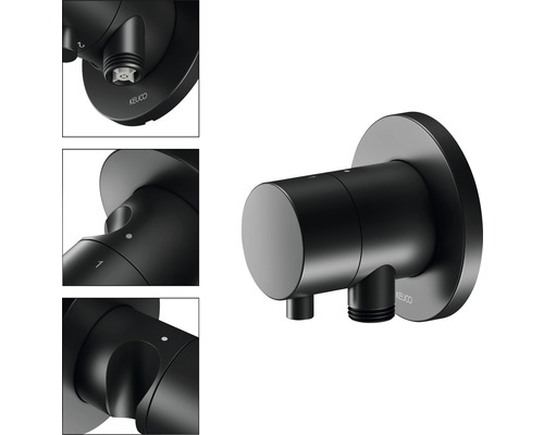 Eckventil in Schwarz zur Wandmontage