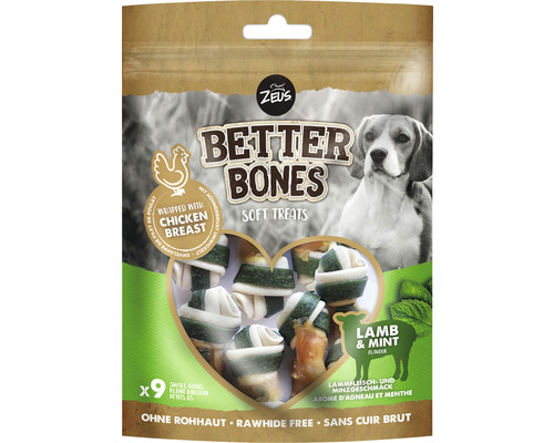 Hundesnack Zeus BetterBones Kleine Knochen Hühnchen, Lamm mit Minze 7,5 cm 9 Stück 197 g Kauartikel