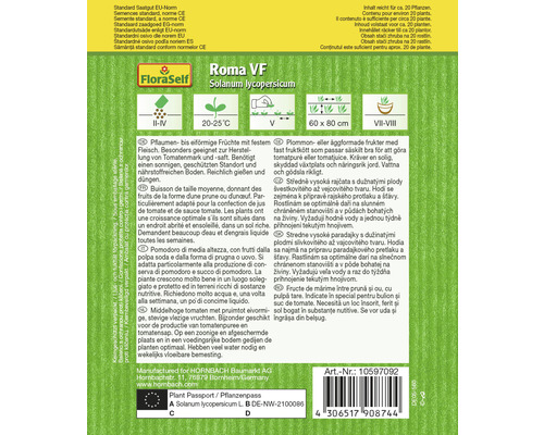 Roma VF Solanum lycopersicum Pflanzensamenpackung