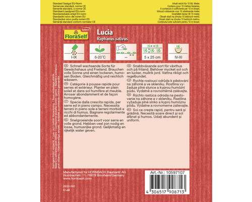 Verpackung Radieschen-Saatgut der Sorte Lucia von FloraSelf