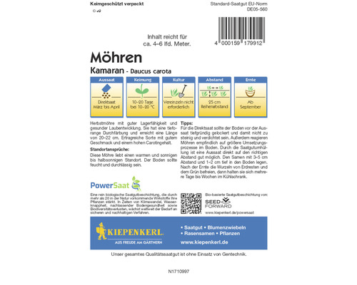 Möhren Saatgut Kamaran, Inhalt reicht für circa 4 bis 6 laufende Meter