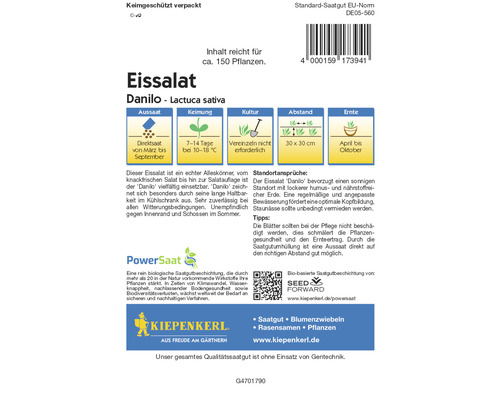 Eissalat der Sorte Danilo Saatgutpackung