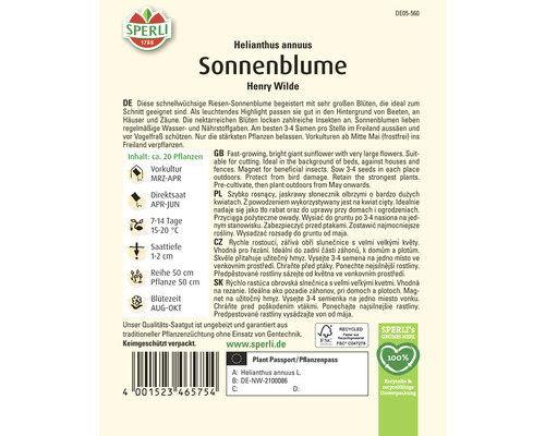 Samenpackung Sonnenblume Henry Wilde