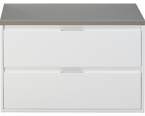 Waschtischunterschrank Sanox Porto Frontfarbe weiß hochglanz BxHxT 90,2 x 58,6 x 50 cm WT-Platte Cubanit grey