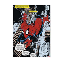 Spider-Man Comic-Szene mit Spiderman vor dem Hintergrund von Manhattan.