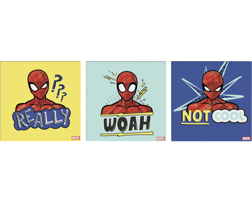 Leinwandbild Spiderman Badges 3er-Set 3x 30x30 cm