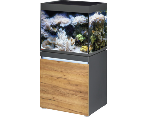 Aquariumkombination EHEIM incpiria 230 marine mit LED-Beleuchtung, Förderpumpe und beleuchtbaren Unterschrank graphit/Eiche