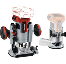 Einhell Akku Oberfräse mit optionalem Akku dargestellt