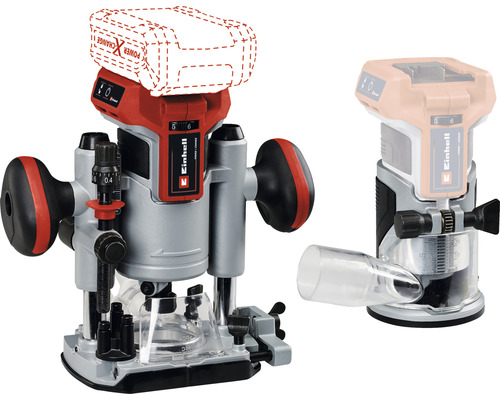 Akku-Oberfräse Kantenfräse Einhell TP-RO 18 Set Li BL 18 V, ohne Akku und Ladegerät Einhell Akku Oberfräse mit optionalem Akku dargestellt