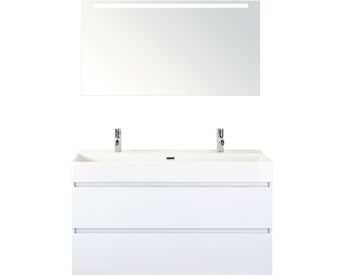 Einzelbadmöbel Sanox Maxx XL BxHxT 121 x 183 x 45,5 cm Frontfarbe weiß hochglanz mit Waschtisch Keramik weiß 81737301