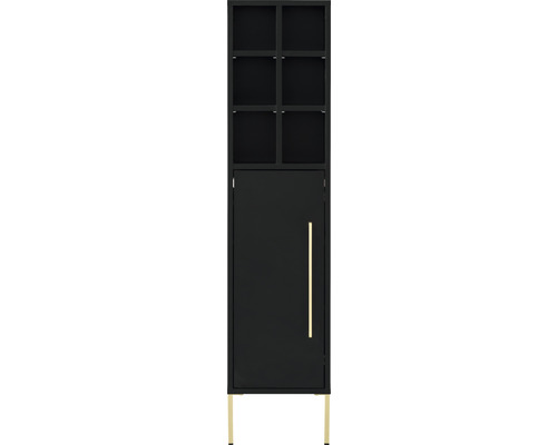 Highboard Möbelpartner Sarah BxHxT 30,4 x 130,6 cm x 21,8 cm Frontfarbe schwarz
