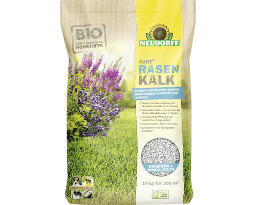 Rasen- und Gartenkalk Azet Neudorff mineralischer Bodenhilfsstoff 10 kg Neudorff Azet Rasenkalk zur natürlichen Erhöhung des pH-Werts, 10 Kilogramm Sack