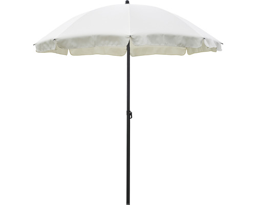 Mittelstockschirm SOLUNA Ø 180 cm beige, wasserabweisende Polyesterbespannung Offener, runder Sonnenschirm mit Stoffschirm und schwarzem Ständer