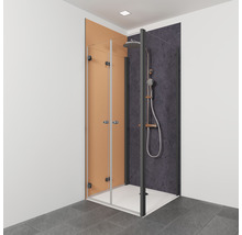 Dusche mit Duschkabine und Duschpaneel im Badezimmer