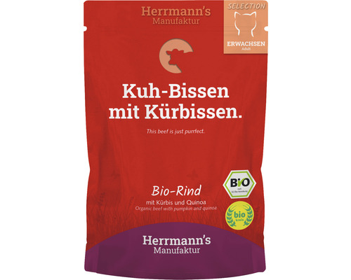 Katzenfutter nass Herrmann´s Bio-Rind mit Kürbis und Quinoa 100 g