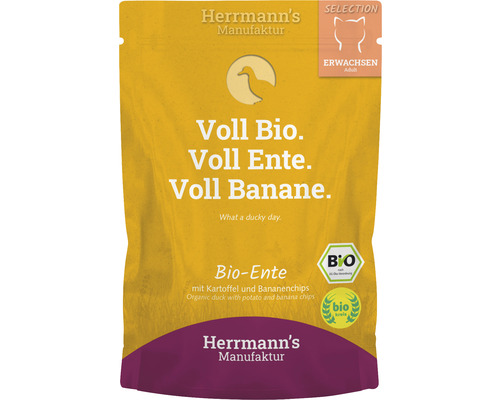 Katzenfutter nass Herrmann´s Bio-Ente Kartoffeln und Bananenchips 100 g-0