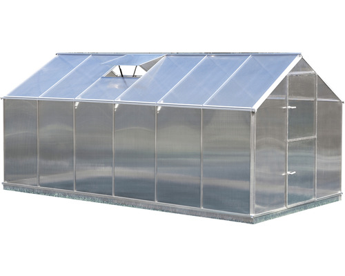 Gewächshaus mit Dachfenster und Tür