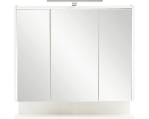 Weißer Spiegelschrank mit drei Türen und Beleuchtung