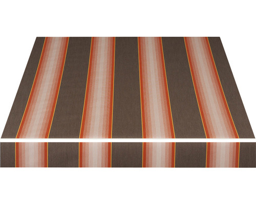 Blick auf einen grau-braunen Teppich mit vertikalen Streifen