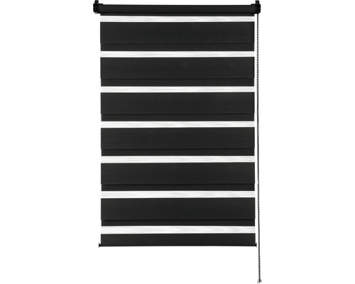 Doppelrollo mit Seitenverspannung schwarz mit schwarzer Mechanik 75x150 cm