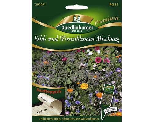 Feld-und Wiesenblumen Quedlinburger Blumensamen Saatteppich 20x300 cm
