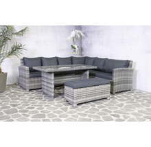 Gartenmöbelset mit Ecksofa, Tisch und Hocker für den Außenbereich