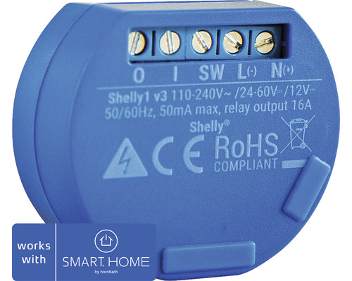 Shelly 1 Schaltaktor 16A Smart Home - Kompatibel mit SMART HOME by hornbach