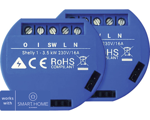 Shelly 2er-Set Shelly 1 Wifi-Switch - Kompatibel mit SMART HOME by hornbach
