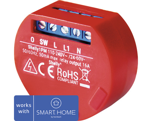 Shelly 1 PM WLAN Relais bis 3500 Watt geeignet für Steuerung von elektrischen Verbrauchern inkl Energiemessung - Kompatibel mit SMART HOME by hornbach