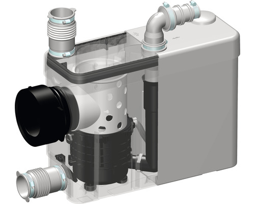 Hebeanlage mit Anschlüssen für Sanitäranlagen