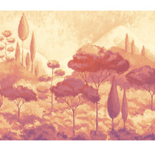 Gemälde einer Landschaft mit Bäumen und Hügeln