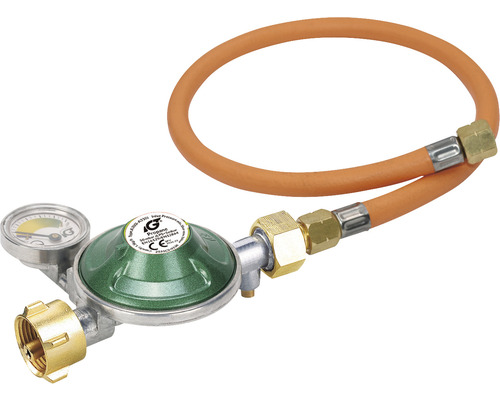 Tenneker® Gasdruckminderer Gasdruckschlauch Gasschlauch inkl. integrierter Schlauchbruchsicherung, drehbarer Füllstandsanzeige