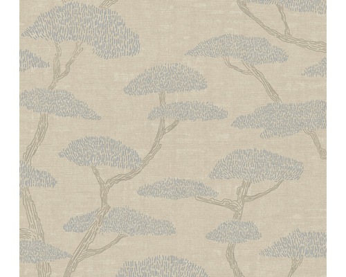 Vliestapete 38741-1 Nara Bäume Bonsai beigeblau Tapete mit Baumdesign