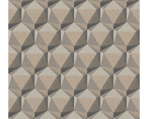 Vliestapete 38748-1 Nara Geometrisch beigegrau Geometrisches Tapetenmuster mit dreidimensionaler Optik