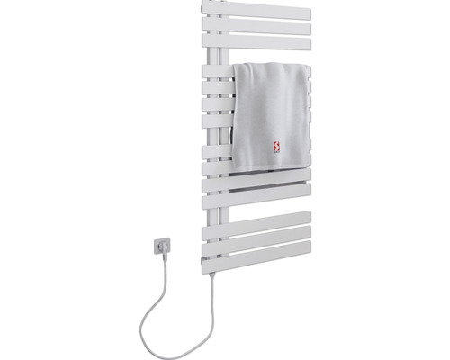 Elektrischer Handtuchwärmer SCHULTE Breda Heizstab links 60 x 106 cm 600 W mit Schukostecker weiß