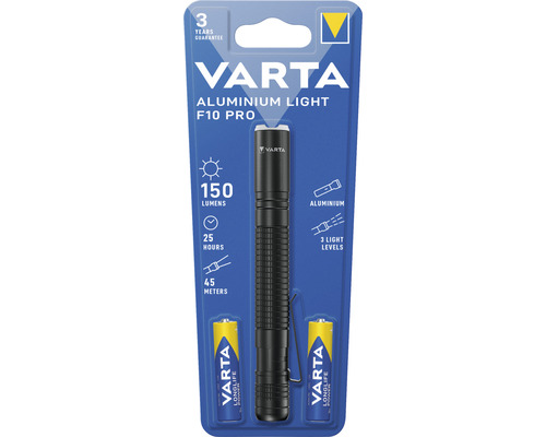 Varta Aluminium Light F10 Pro Taschenlampe mit Batterien