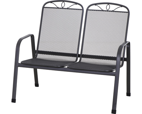 Gartenbank Siena Garden Elda 2er matt-anthrazit Streckmetall matt-anthrazit Doppelsitzer Gartenbank aus Metall mit Armlehnen und Netzmuster