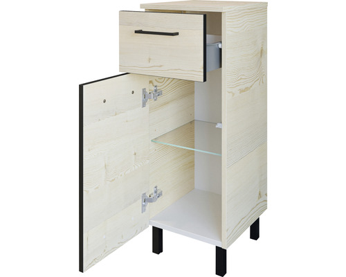Waschtischunterschrank mit Schublade, Tür und Glasboden