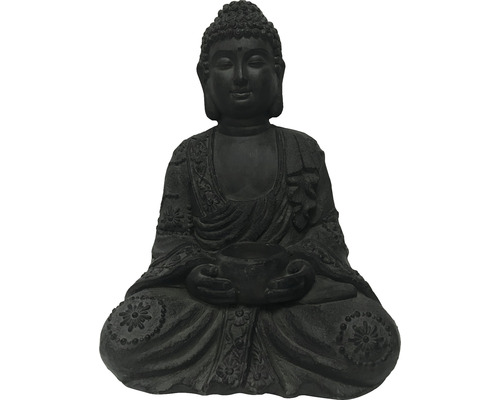 Dekofigur Lafiora Buddha Fibreclay 34 x 26 x 46 cm anthrazit Buddha Figur im Lotussitz als Gartendekoration