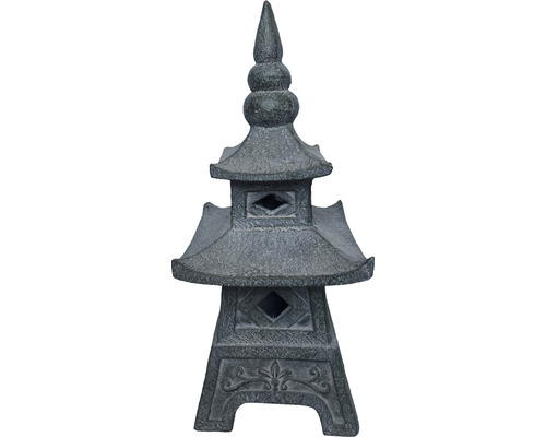 Dekofigur Lafiora Pagode Fibreclay 23 x 23 x 53,5 cm anthrazit Gartenlaterne aus Stein im Pagodenstil