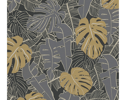 Vliestapete 38905-1 House of Turnowsky Palmenblätter schwarz gold Tapete mit tropischen Blattmotiven