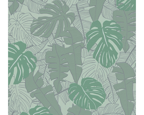 Vliestapete 38905-5 House of Turnowsky Palmenblätter grün silber Tapete mit Monstera- und Bananenblattmuster
