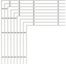 Illustration eines L-förmigen Metallregals