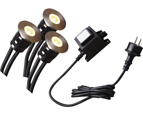 Teichbeleuchtung Heissner SMART LIGHTS Starter-Set Decklights, LED-Leuchte, 3 Spots, warmweiß 3 x 1 Watt ∅ 4,5 x 4,7 mm Gartenbeleuchtung, Poolbeleuchtung