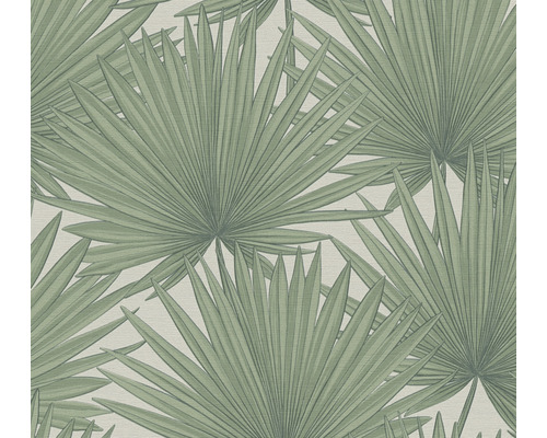 Vliestapete 39090-1 Antigua Palmenblätter grün-weiß-0